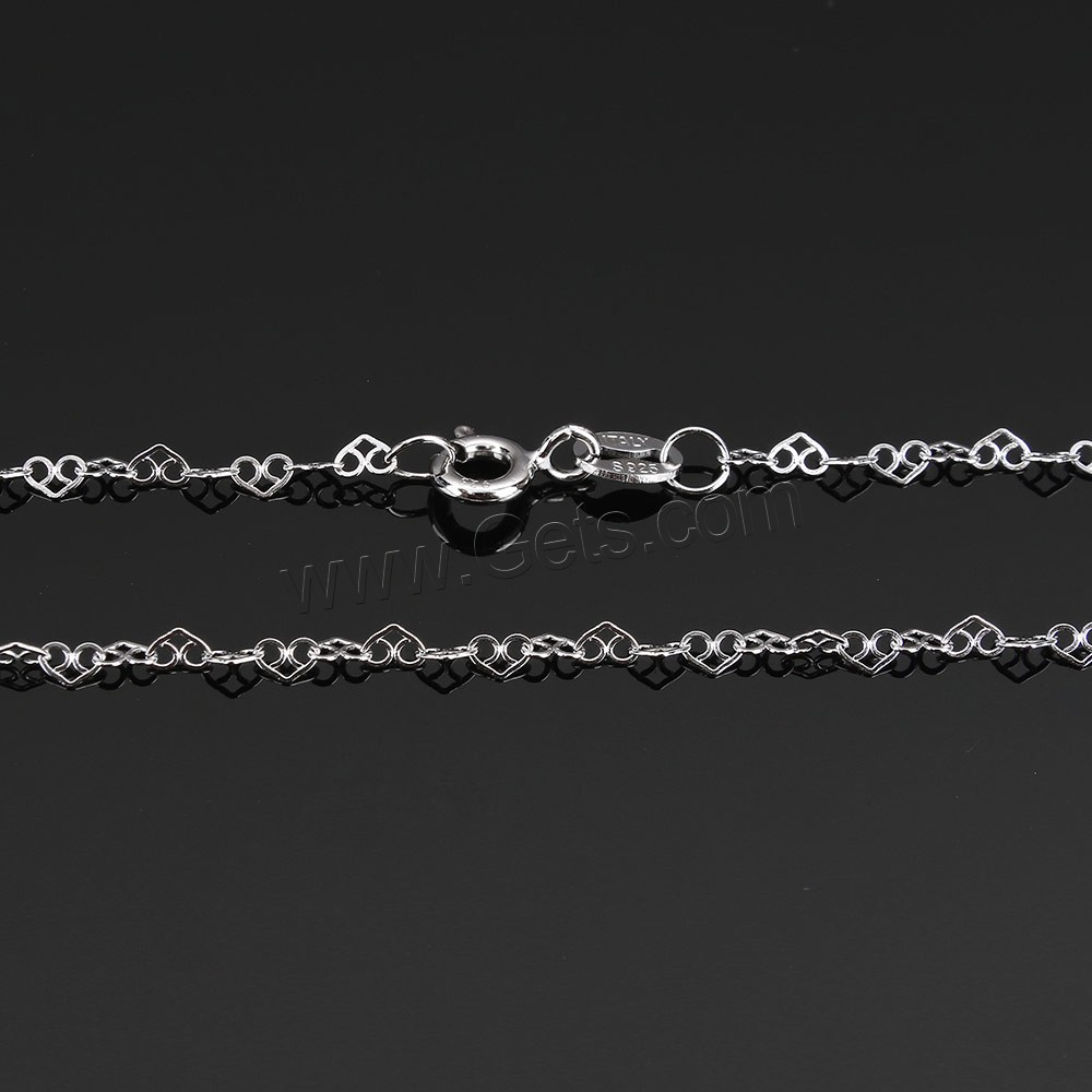 Collier en argent sterling chaîne, argent sterling 925, longueur différente pour le choix & chaîne de coeur, 3.2x2x0.3mm, Vendu par brin