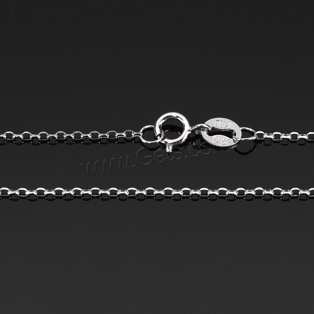 Sterling Silver Necklace Chain, 925 Sterling Silver, different length for choice & oval chain, 1.4x1.2x0.5mm, Sold By Strand