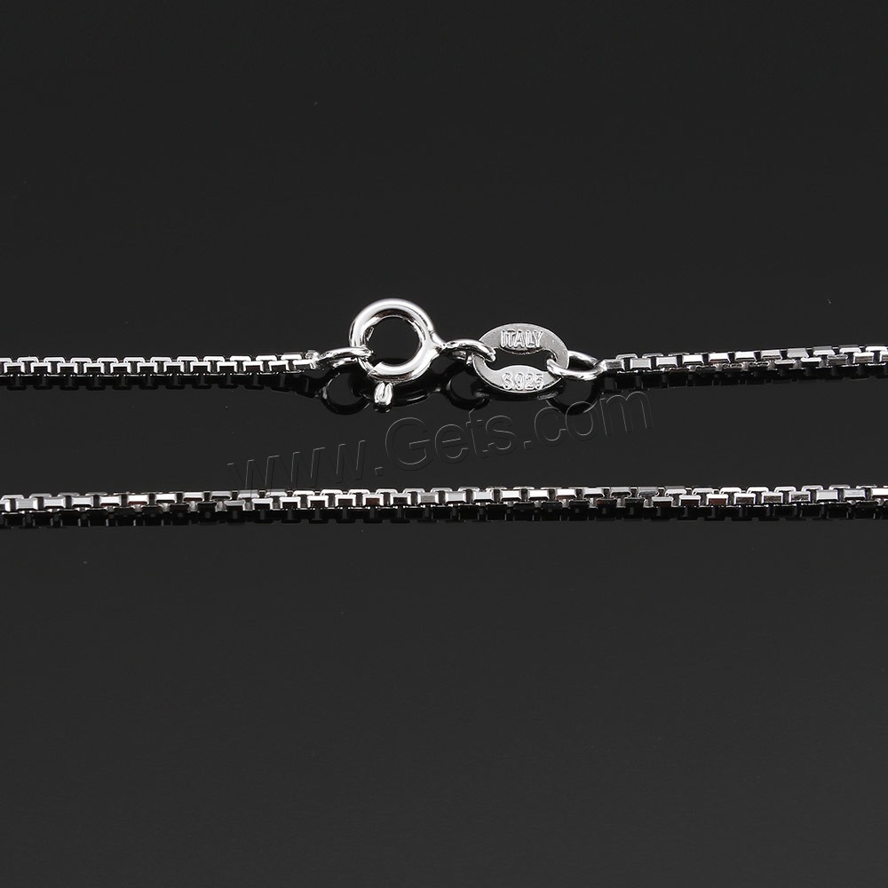 Sterling Silver Necklace Chain, 925 Sterling Silver, different length for choice & box chain, 1.2x1.2mm, Sold By Strand