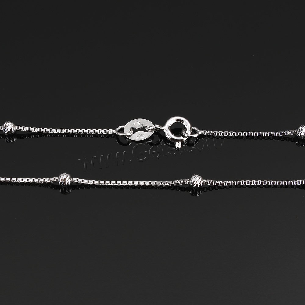 Sterling Silver Necklace Chain, 925 Sterling Silver, different length for choice & box chain, 0.8mm, 2.5mm, Sold By Strand