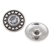 Jewelry Snap Button, Zinc Alloy, with Crystal, Flat Round, antique silver color plated, faceted, lead & cadmium free 
