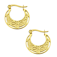 Stainless Steel Hoop Earring, gold color plated, stardust 