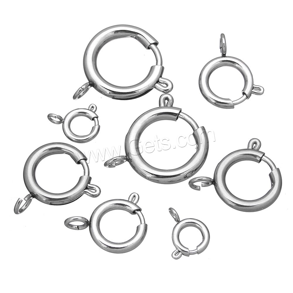 Fermoir anneau en acier inoxydable, normes différentes pour le choix, couleur originale, Vendu par PC