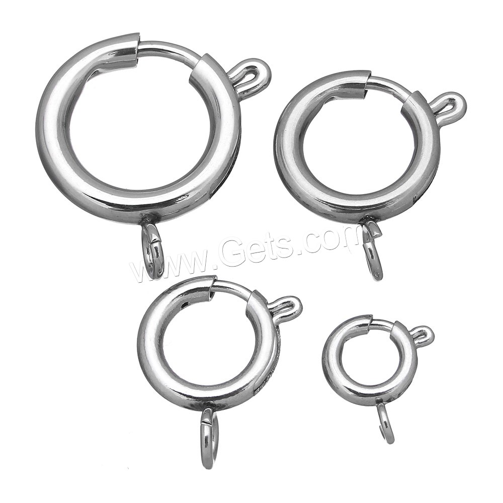Fermoir anneau en acier inoxydable, normes différentes pour le choix, couleur originale, Vendu par PC