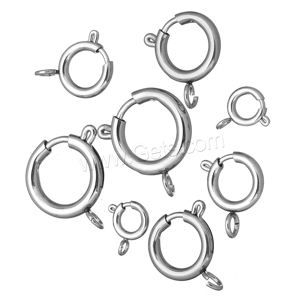 Stainless Steel Spring Ring Clasp, different size for choice, original color, Sold By PC