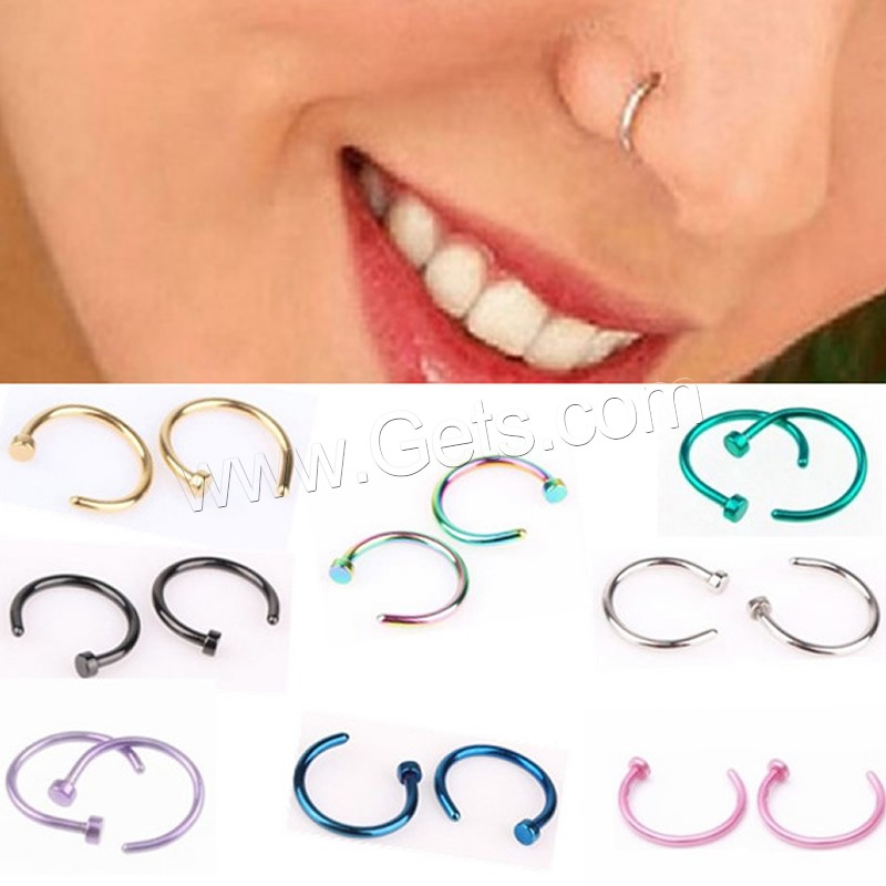 Stainless Steel Nose Piercing Jewelry, plated, different size for choice, mixed colors, Sold By PC