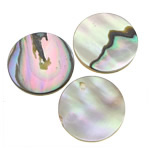 Abalone Shell Cabochon, Coin, platinum color plated, Mexico imported 