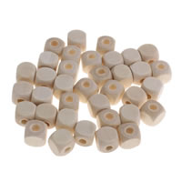 Perles en bois d'origine, cube, grand trou, couleur originale Environ 4mm, Environ Vendu par sac