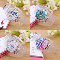 Women Wrist Watch, Plastic, with Silicone, Chinese movement, stainless steel pin buckle, transparent & adjustable & for woman Approx 9 Inch 