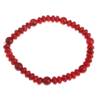 Bracelets corail naturels, rouge, 7mm Environ 7.5 pouce, Vendu par brin