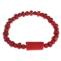 Natürliche Korallen Armbänder, rot, 23x11mm, Länge:ca. 7.4 ZollInch, verkauft von Strang