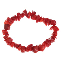 Natural Coral Bracelets, Nuggets, red - Approx 7.4 Inch 