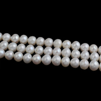Bouton de culture des perles d'eau douce, perle d'eau douce cultivée, naturel, blanc, grade A, 11-12mm Environ 0.8mm .3 pouce, Vendu par brin