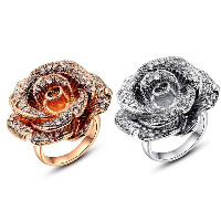 Newegg® Finger Ring, Brass, Flower, plated & for woman & with cubic zirconia 28mm 