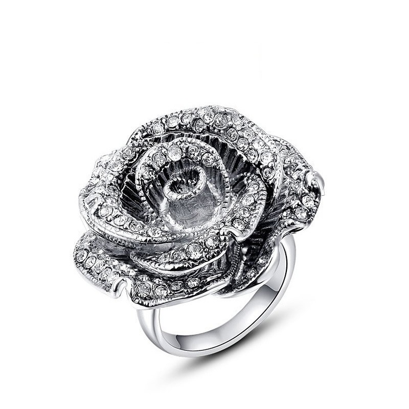 Newegg® Finger-Ring, Messing, Blume, plattiert, verschiedene Größen vorhanden & für Frau & mit kubischem Zirkonia, keine, 28mm, verkauft von PC
