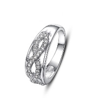 El anillo de dedo Newegg®, metal, chapado en platina real, diverso tamaño para la opción & para mujer & con diamantes de imitación, 7mm, Vendido por UD