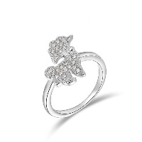 Newegg® Finger Ring, Brass, Sheep, platinum plated & for woman & with cubic zirconia 