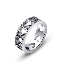 Newegg® Finger Ring, Zinc Alloy, platinum plated & for woman & with rhinestone & hollow & blacken 
