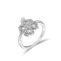 Newegg® Finger Ring, Brass, Four Leaf Clover, platinum plated & for woman & with rhinestone 