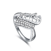 El anillo de dedo Newegg®, metal, chapado en platina real, diverso tamaño para la opción & para mujer & con circonia cúbica & hueco, 19x12mm, Vendido por UD