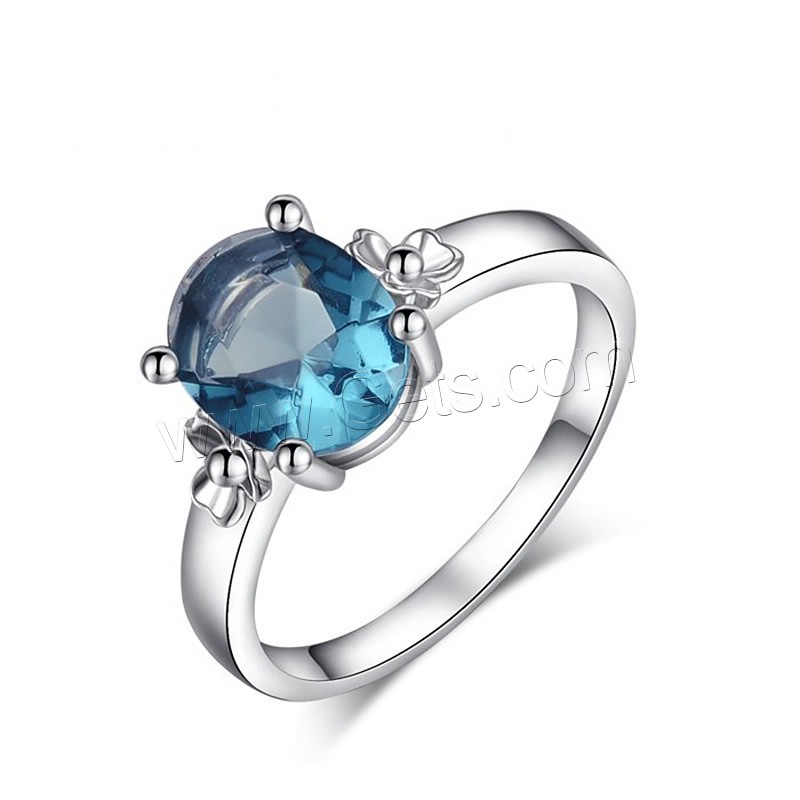 Newegg® Finger-Ring, Messing, mit Kristall, platiniert, verschiedene Größen vorhanden & für Frau & facettierte, 14x10mm, verkauft von PC