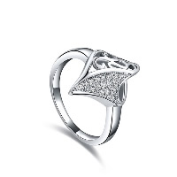 El anillo de dedo Newegg®, metal, chapado en platina real, diverso tamaño para la opción & micro arcilla de zirconia cúbica & para mujer & hueco, 19x13mm, Vendido por UD