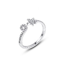 El anillo de dedo Newegg®, metal, Estrella, chapado en platina real, micro arcilla de zirconia cúbica & para mujer, 16x6mm, tamaño:8, Vendido por UD