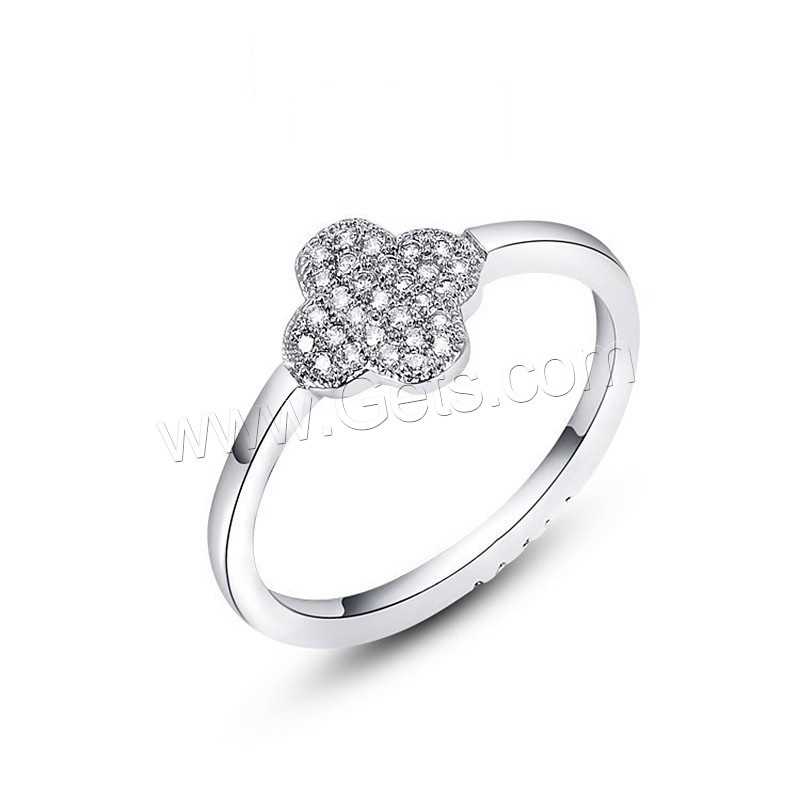 Newegg® Finger Ring, Brass, Flower, platinum plated, different size for choice & micro pave cubic zirconia & for woman, Sold By PC