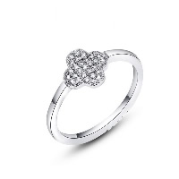 Newegg® Finger Ring, Brass, Flower, platinum plated & micro pave cubic zirconia & for woman 