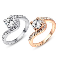 El anillo de dedo Newegg®, aleación de zinc, chapado, diverso tamaño para la opción & para mujer & con circonia cúbica, más colores para la opción, 21x11mm, Vendido por UD
