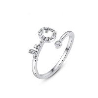 El anillo de dedo Newegg®, metal, Llave, chapado en platina real, micro arcilla de zirconia cúbica & para mujer, 14x10mm, tamaño:8, Vendido por UD