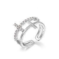 El anillo de dedo Newegg®, metal, chapado en platina real, micro arcilla de zirconia cúbica & para mujer, 20x13mm, tamaño:8, Vendido por UD