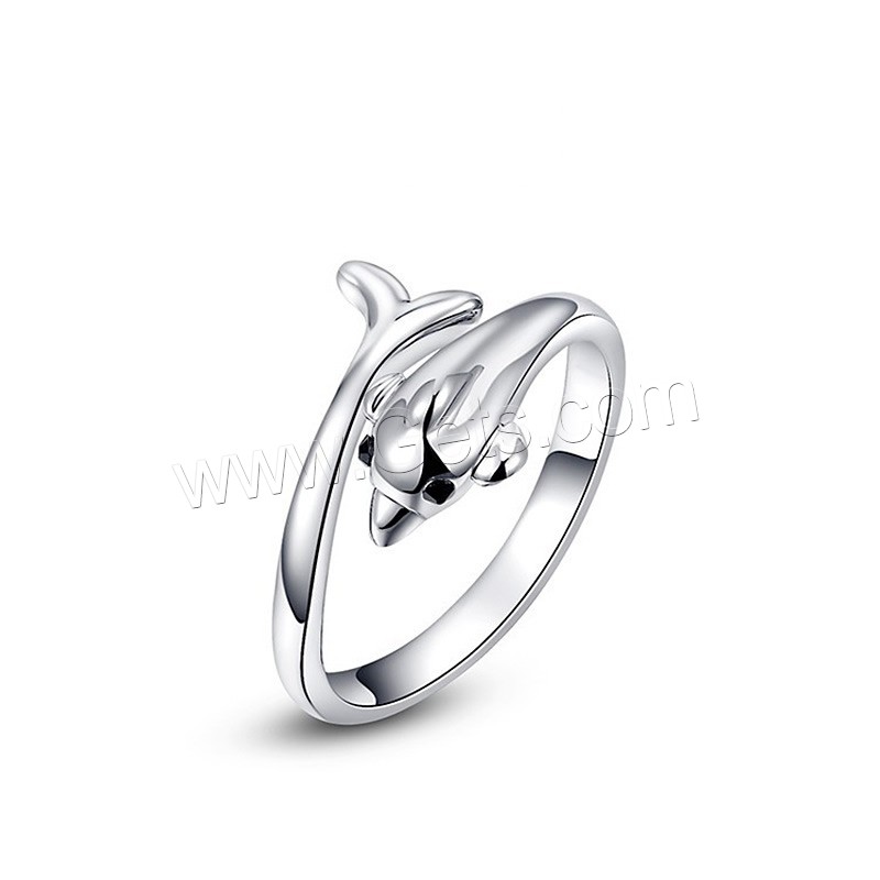 Newegg® Finger Ring, Brass, Dolphin, platinum plated, different size for choice & for woman & with rhinestone, 19x13mm, Sold By PC