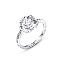 Newegg® Finger Ring, Brass, Flower, platinum plated & micro pave cubic zirconia & for woman & hollow 