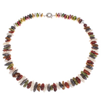 Ожерелье из пресноводных жемчуг на латунной цепочке, Пресноводные жемчуги, с Латунь, Потрясённый, Платиновое покрытие платиновым цвет, природный, 12-13mm, длина:Приблизительно 22 дюймовый, продается Strand
