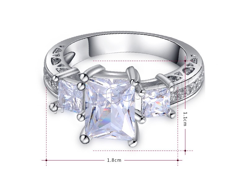 Newegg® Finger-Ring, Messing, mit Kristall, platiniert, verschiedene Größen vorhanden & für Frau & mit Strass, 18x11mm, verkauft von PC