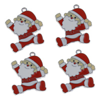 Zinc Alloy Christmas Pendants, Santa Claus, platinum color plated, Christmas jewelry & enamel, multi-colored, lead & cadmium free Approx 3mm 