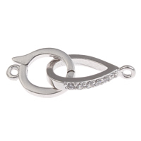 Brass Fold Over Clasp, platinum color plated, micro pave cubic zirconia, nickel, lead & cadmium free Approx 1mm 