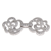 Brass Fold Over Clasp, Flower, platinum color plated, micro pave cubic zirconia, nickel, lead & cadmium free Approx 