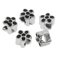 Enamel Zinc Alloy European Beads, Flower, platinum color plated, without troll lead & cadmium free Approx 4mm 