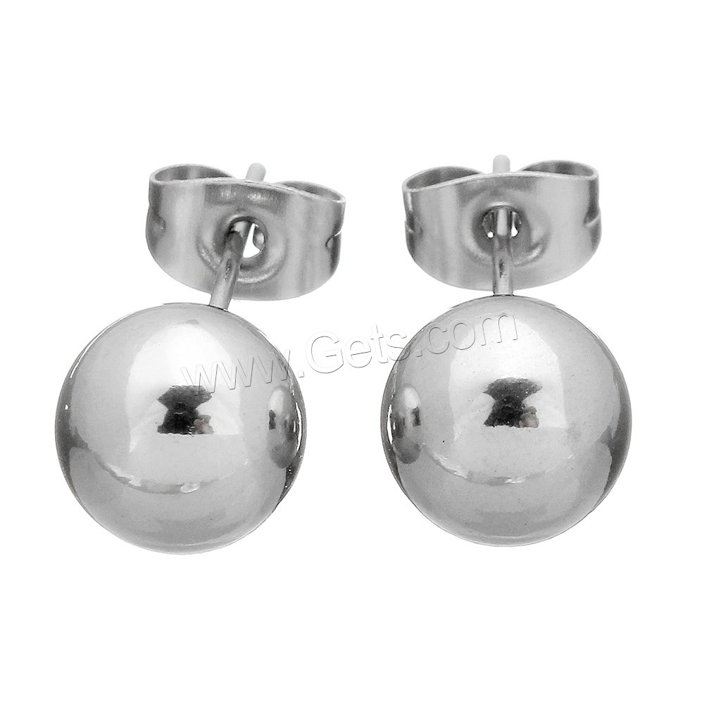Stainless Steel Stud Earring, Round, different size for choice, original color, 12Pairs/Lot, Sold By Lot
