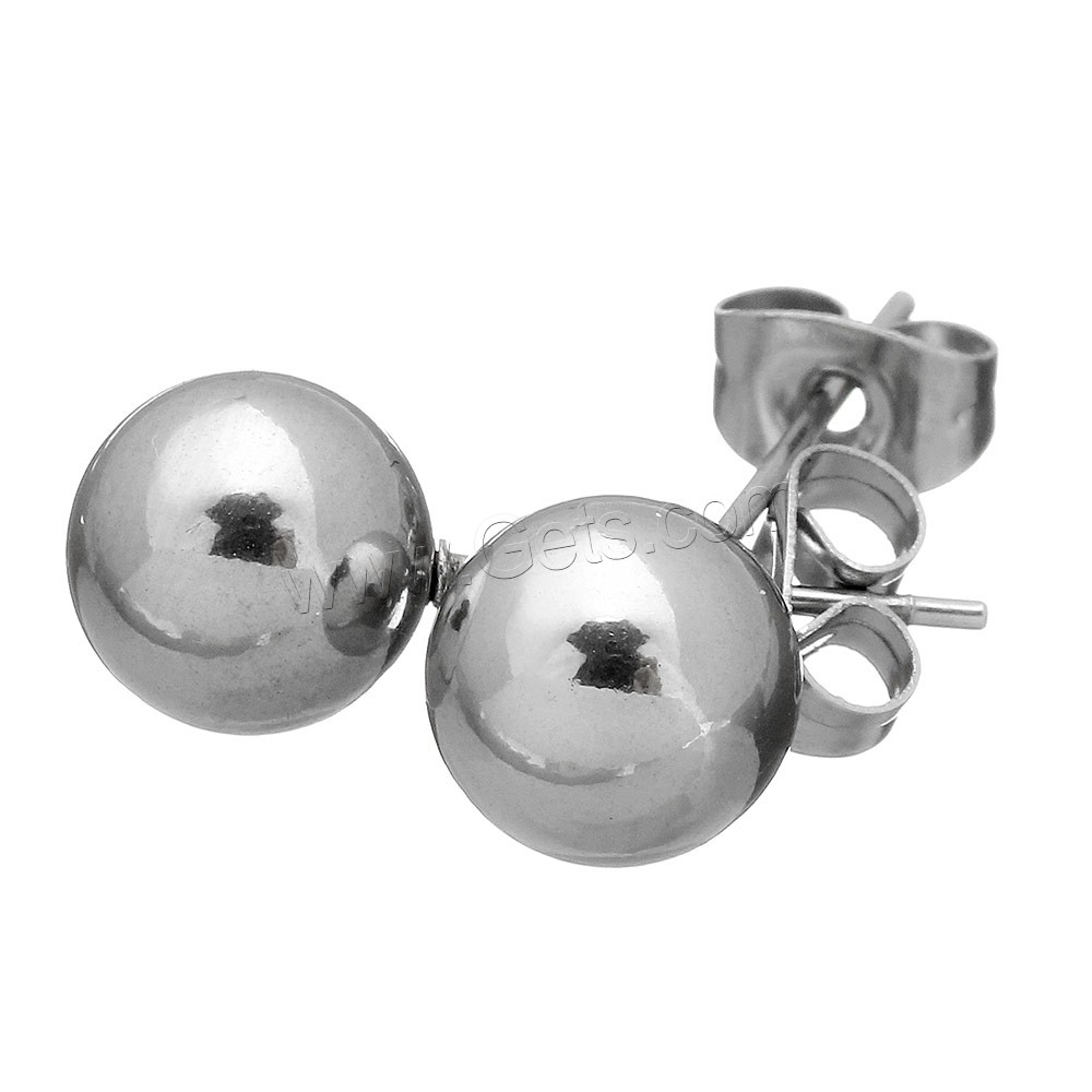 Stainless Steel Stud Earring, Round, different size for choice, original color, 12Pairs/Lot, Sold By Lot