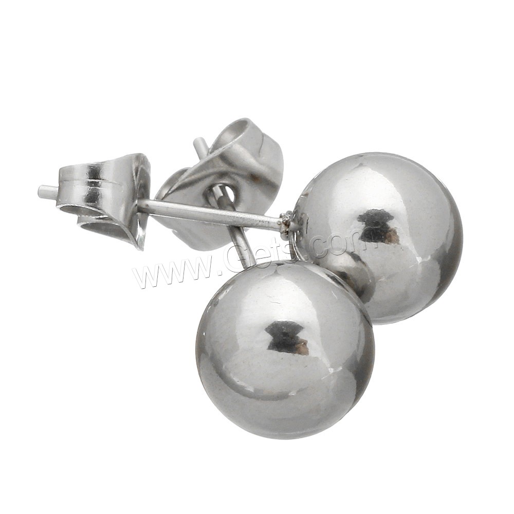 Edelstahl Stud Ohrring, rund, verschiedene Größen vorhanden, originale Farbe, 12PaarePärchen/Menge, verkauft von Menge