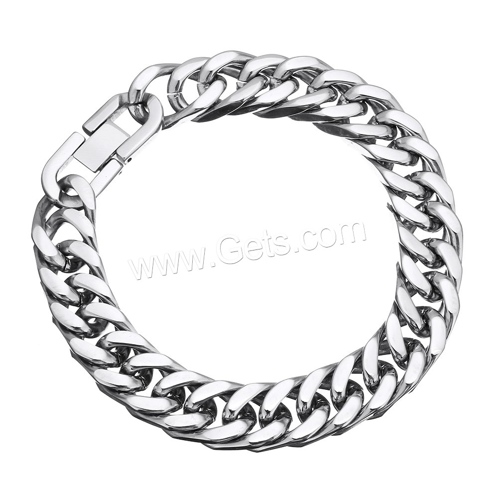 Men Bracelet, Stainless Steel, different size for choice & curb chain & for man, original color, Length:Approx 8.5 Inch, Sold By Strand