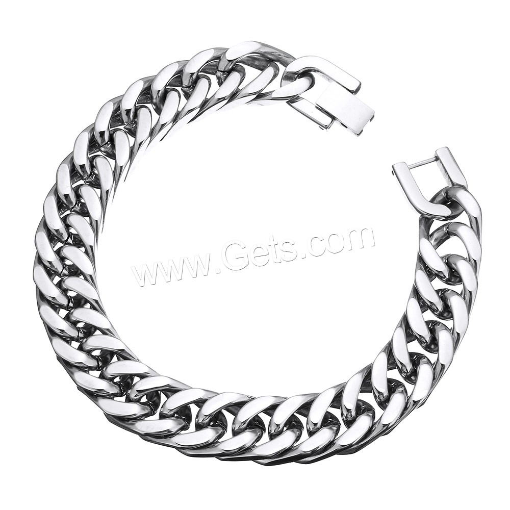 Men Bracelet, Stainless Steel, different size for choice & curb chain & for man, original color, Length:Approx 8.5 Inch, Sold By Strand