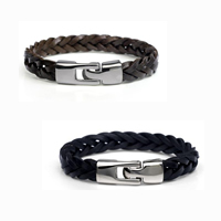 Men Bracelet, Cowhide, zinc alloy clasp, braided bracelet & for man Approx 6.7 Inch 