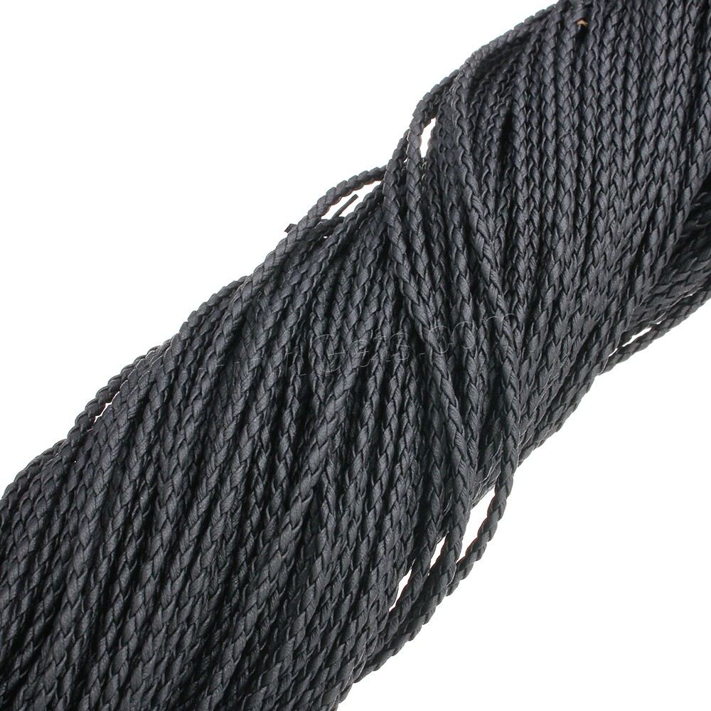 PU Cord, PU Leather, imitation goat skin leather & braided bracelet & different size for choice, black, 100Yards/PC, Sold By PC