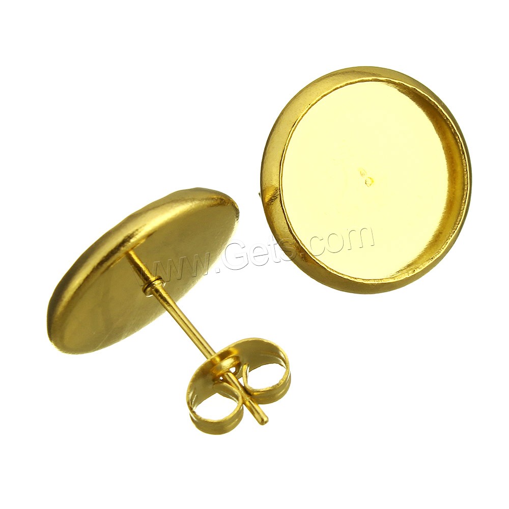 Edelstahl Ohrring Stecker, flache Runde, goldfarben plattiert, verschiedene Größen vorhanden, verkauft von PC