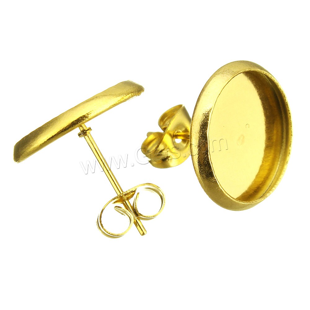 Edelstahl Ohrring Stecker, flache Runde, goldfarben plattiert, verschiedene Größen vorhanden, verkauft von PC