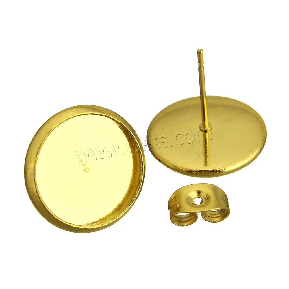 Гвоздик для сережки из нержавеющей стали, нержавеющая сталь, Плоская круглая форма, плакирован золотом, разный размер для выбора, продается PC